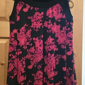 Floral Black and Red Women's Top